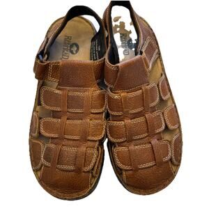 Redhead Fisherman Comfort Sandals Men’s 13M Brown Leather Hook & loop Strap